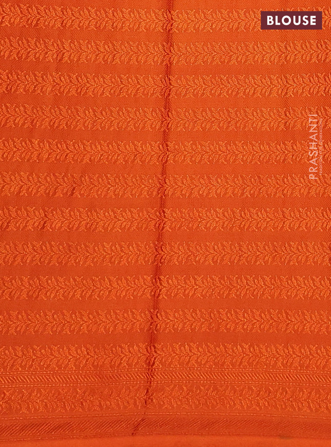 Banarasi semi silk saree orange with allover thread & zari weaves and woven border