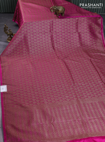 Banarasi semi silk saree magenta pink with allover thread & zari weaves and woven border