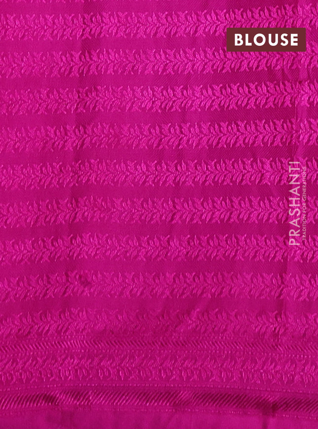 Banarasi semi silk saree magenta pink with allover thread & zari weaves and woven border