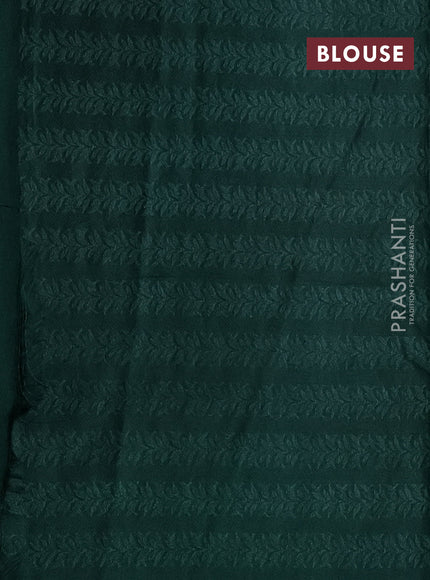 Banarasi semi silk saree bottle green with allover thread & zari weaves and woven border