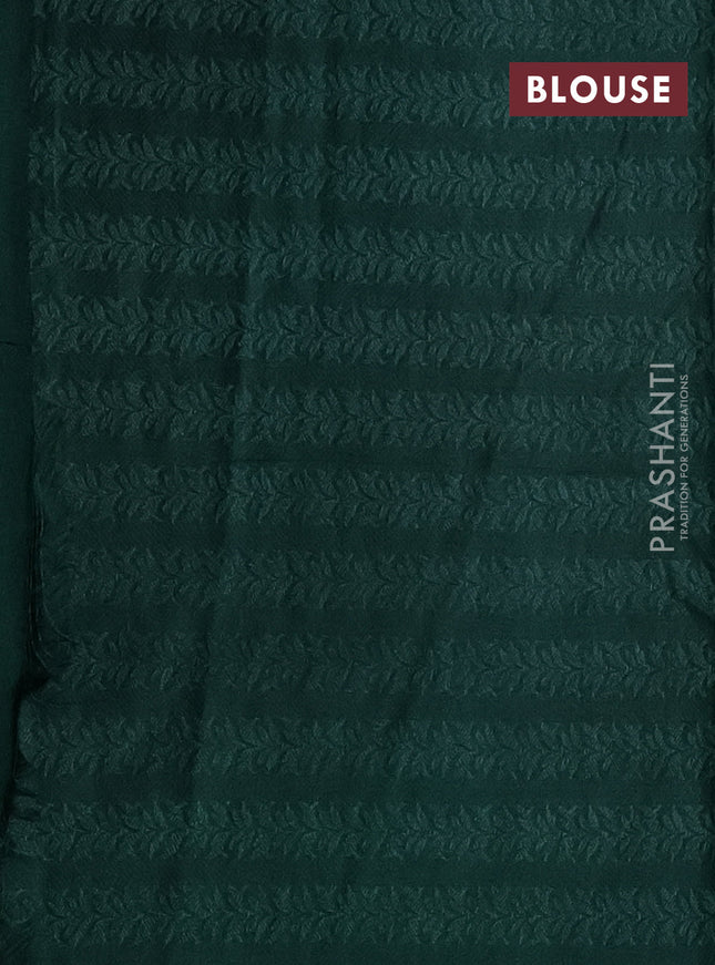 Banarasi semi silk saree bottle green with allover thread & zari weaves and woven border
