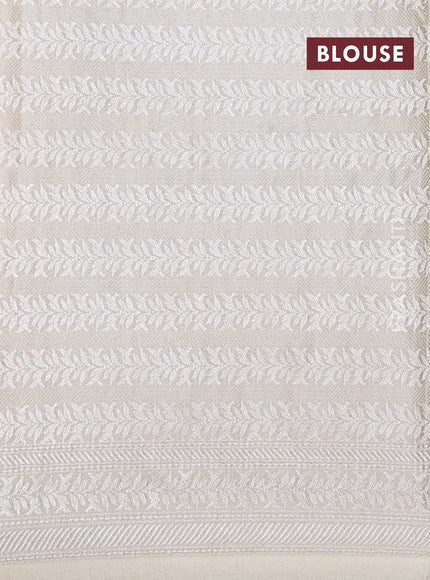 Banarasi semi silk saree cream with allover thread & zari weaves and woven border