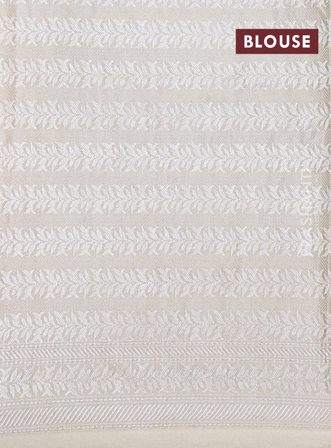 Banarasi semi silk saree cream with allover thread & zari weaves and woven border