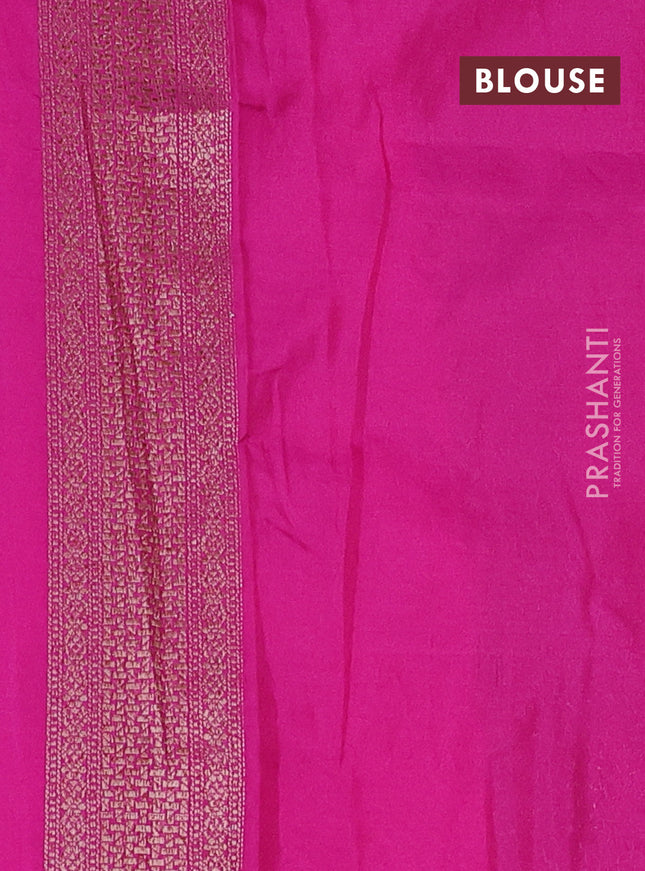Banarasi semi silk saree pink and violet with allover thread & zari weaves and woven border