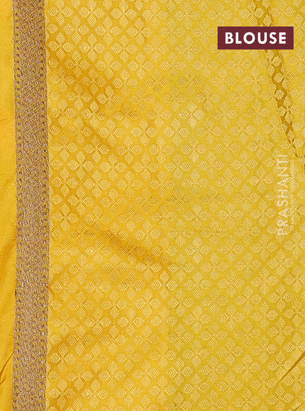 Banarasi semi silk saree yellow with allover thread & zari woven butta weaves and woven border