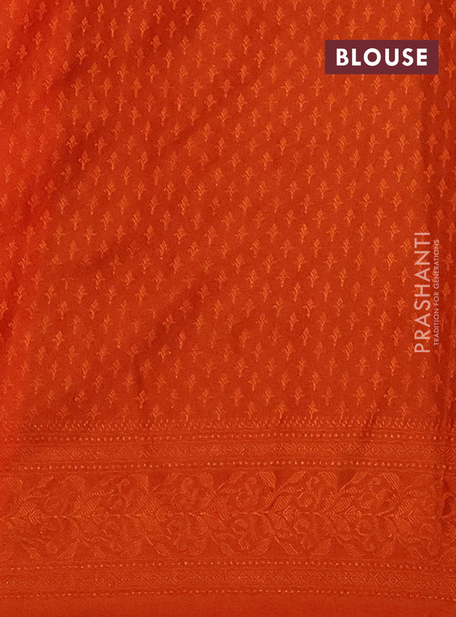 Banarasi semi silk saree orange with allover thread & zari woven butta weaves and woven border