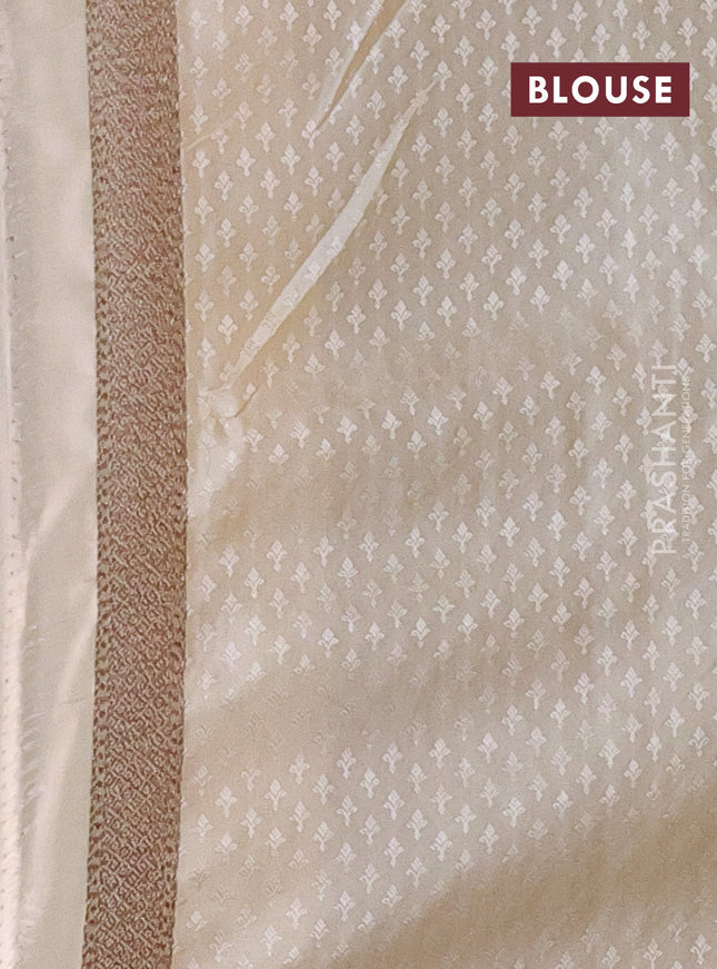 Banarasi semi silk saree cream with allover thread & zari woven butta weaves and woven border