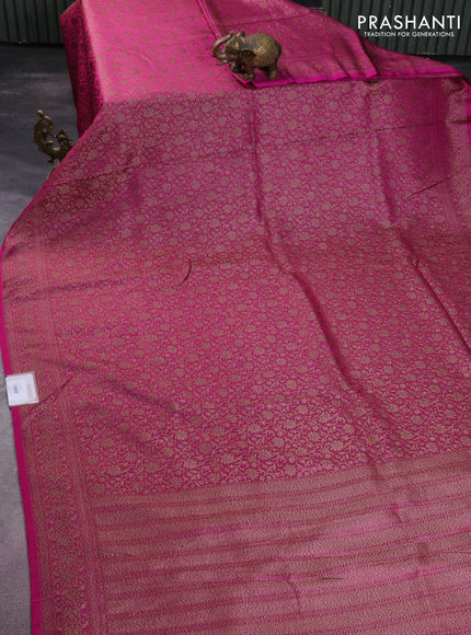 Banarasi semi silk saree pink with allover thread & zari woven butta weaves and woven border