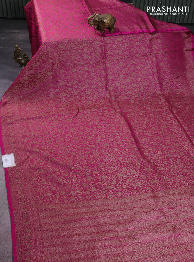 Banarasi semi silk saree pink with allover thread & zari woven butta weaves and woven border