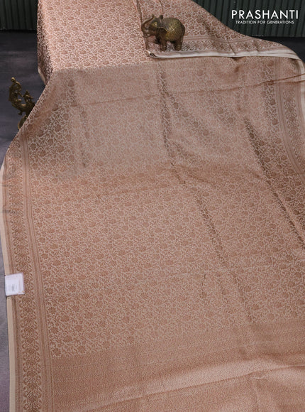 Banarasi semi silk saree cream with allover thread & zari woven butta weaves and woven border