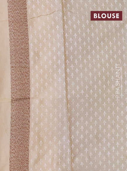 Banarasi semi silk saree cream with allover thread & zari woven butta weaves and woven border