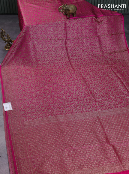Banarasi semi silk saree magenta pink with allover thread & zari weaves and woven border