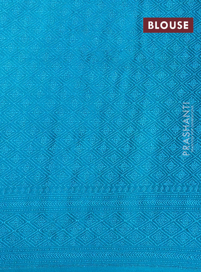 Banarasi semi silk saree teal blue with allover thread & zari weaves and woven border