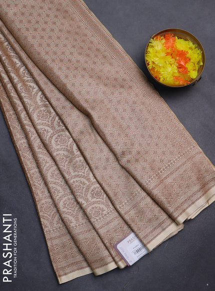 Banarasi semi silk saree cream with allover thread & zari weaves and woven border