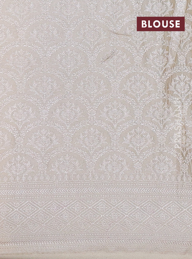 Banarasi semi silk saree cream with allover thread & zari weaves and woven border