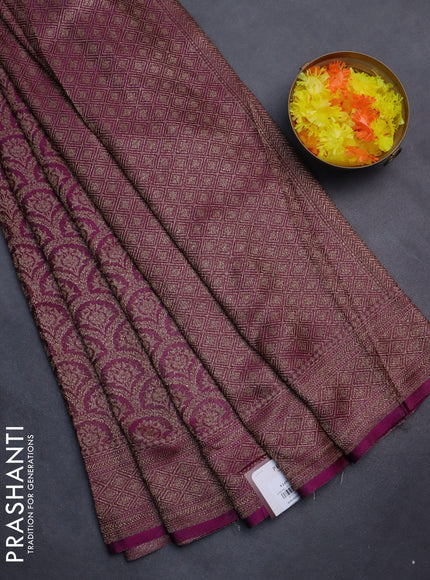 Banarasi semi silk saree purple with allover thread & zari weaves and woven border