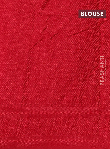 Banarasi semi silk saree red with allover thread & zari weaves and woven border