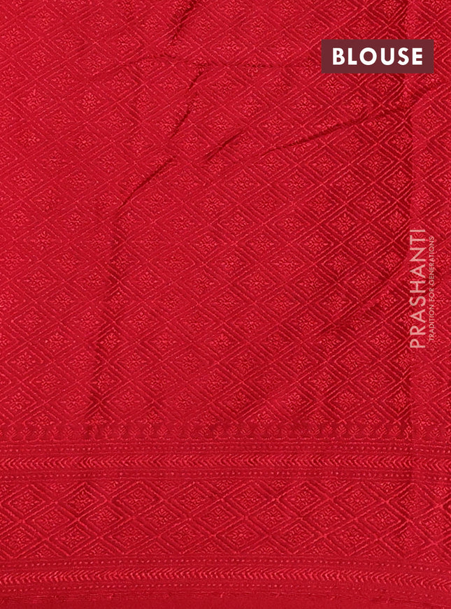 Banarasi semi silk saree red with allover thread & zari weaves and woven border