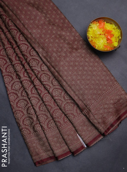 Banarasi semi silk saree deep maroon with allover thread & zari weaves and woven border