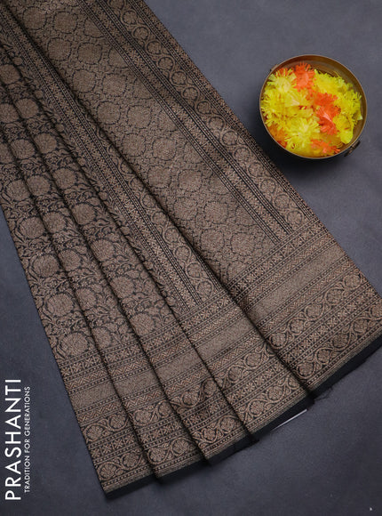 Banarasi semi silk saree black with allover thread & zari weaves and woven border