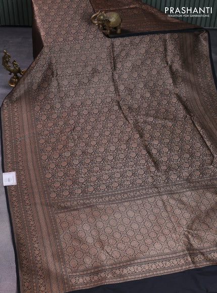 Banarasi semi silk saree black with allover thread & zari weaves and woven border