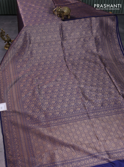 Banarasi semi silk saree blue with allover thread & zari weaves and woven border