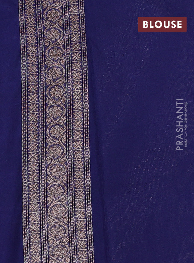 Banarasi semi silk saree blue with allover thread & zari weaves and woven border
