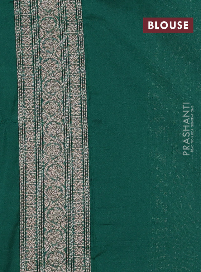 Banarasi semi silk saree green with allover thread & zari weaves and woven border