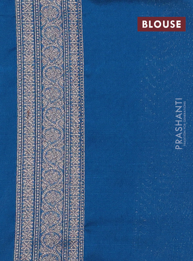 Banarasi semi silk saree peacock blue with allover thread & zari weaves and woven border