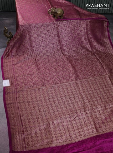 Banarasi semi silk saree wine shade with allover thread & zari weaves and woven border
