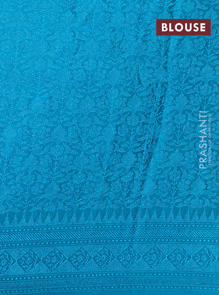 Banarasi semi silk saree teal blue with allover thread & zari weaves and woven border