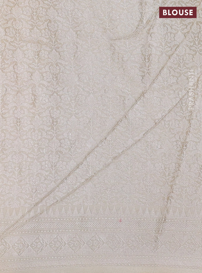 Banarasi semi silk saree cream with allover thread & zari weaves and woven border