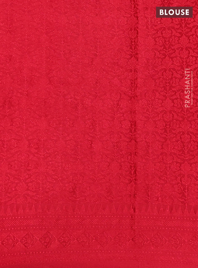 Banarasi semi silk saree red with allover thread & zari weaves and woven border