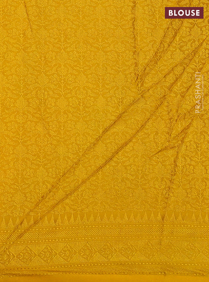 Banarasi semi silk saree yellow with allover thread & zari weaves and woven border