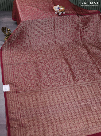 Banarasi semi silk saree maroon with allover thread & zari weaves and woven border