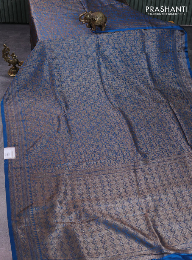 Banarasi semi silk saree cs blue with allover thread & zari weaves and woven border