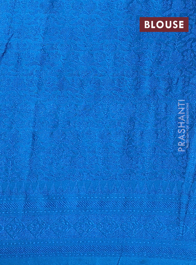 Banarasi semi silk saree cs blue with allover thread & zari weaves and woven border