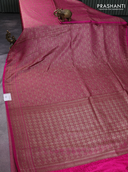 Banarasi semi silk saree pink with allover thread & zari weaves and woven border