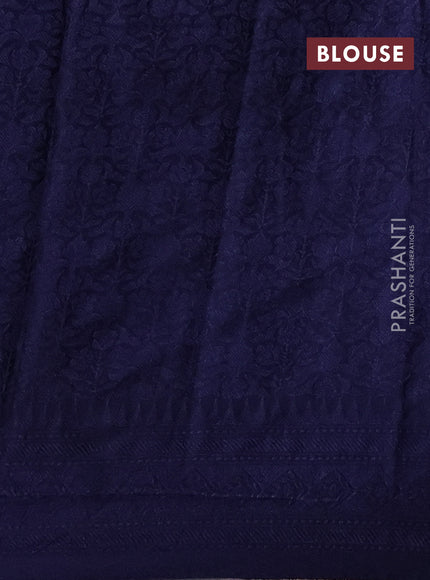 Banarasi semi silk saree navy blue with allover thread & zari weaves and woven border