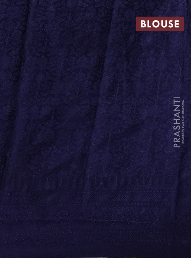Banarasi semi silk saree navy blue with allover thread & zari weaves and woven border