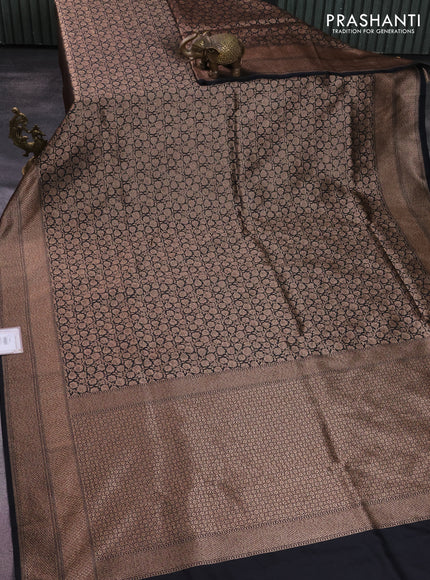 Banarasi semi silk saree black with allover thread & zari weaves and woven border