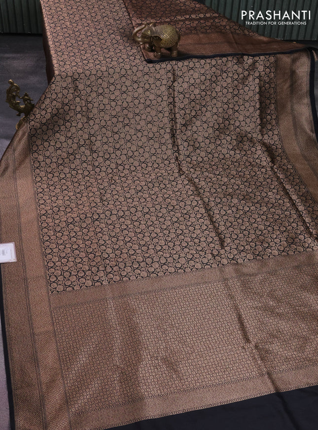 Banarasi semi silk saree black with allover thread & zari weaves and woven border