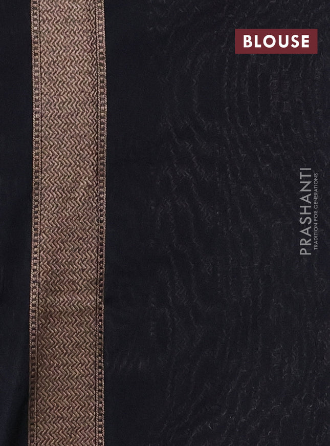 Banarasi semi silk saree black with allover thread & zari weaves and woven border