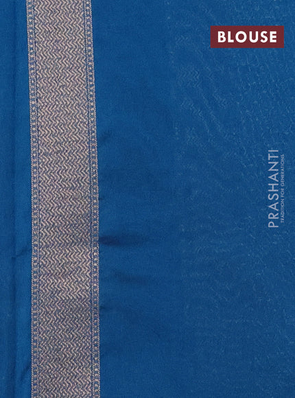Banarasi semi silk saree cs blue with allover thread & zari weaves and woven border
