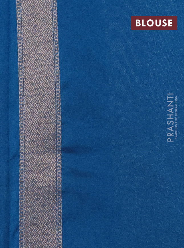 Banarasi semi silk saree cs blue with allover thread & zari weaves and woven border