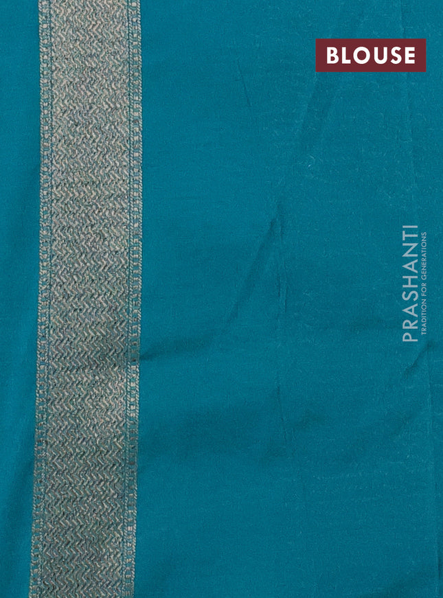 Banarasi semi silk saree teal green with allover thread & zari weaves and woven border