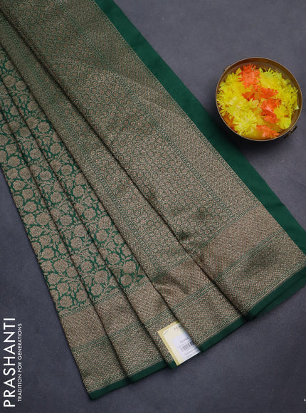 Banarasi semi silk saree green with allover thread & zari weaves and woven border