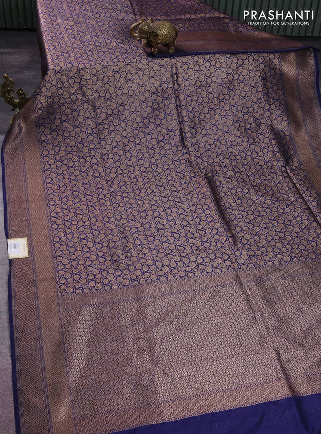 Banarasi semi silk saree blue with allover thread & zari weaves and woven border