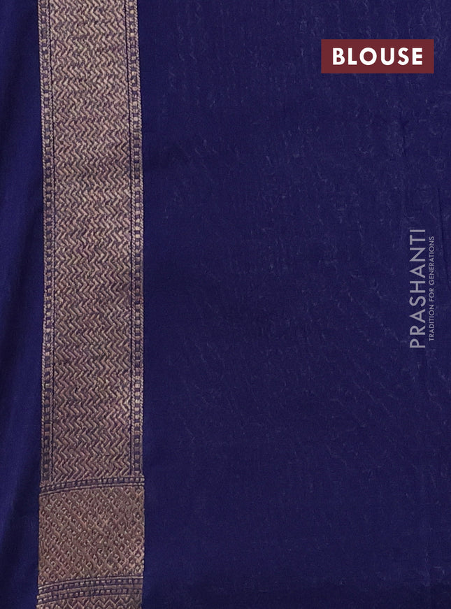 Banarasi semi silk saree blue with allover thread & zari weaves and woven border