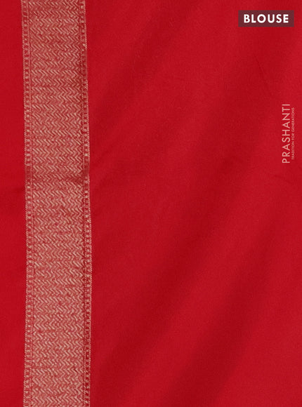 Banarasi semi silk saree red with allover thread & zari weaves and woven border